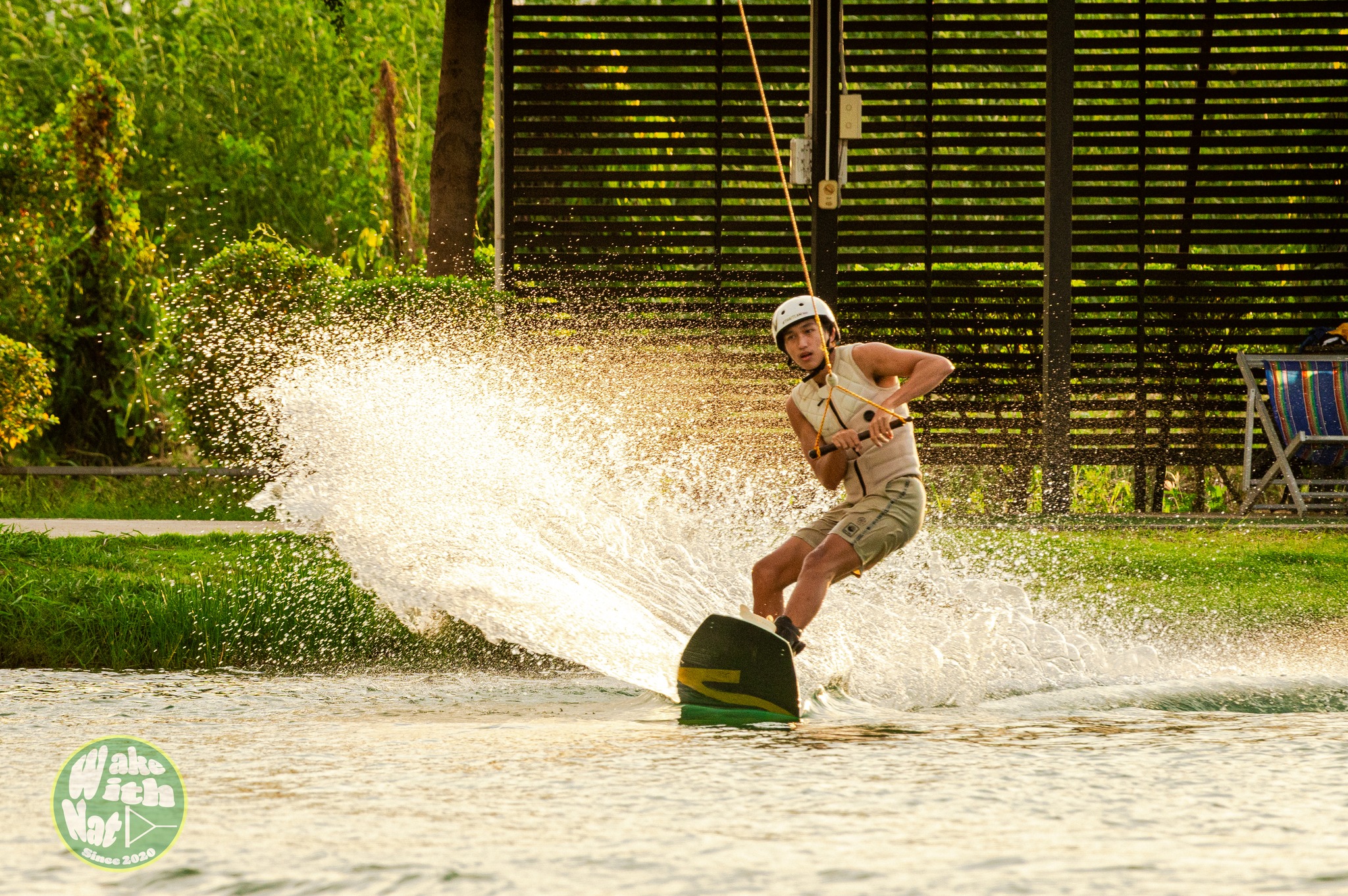 Wakeboarding action shot at ESC Thai Wake Park - wakeboarding Thailand