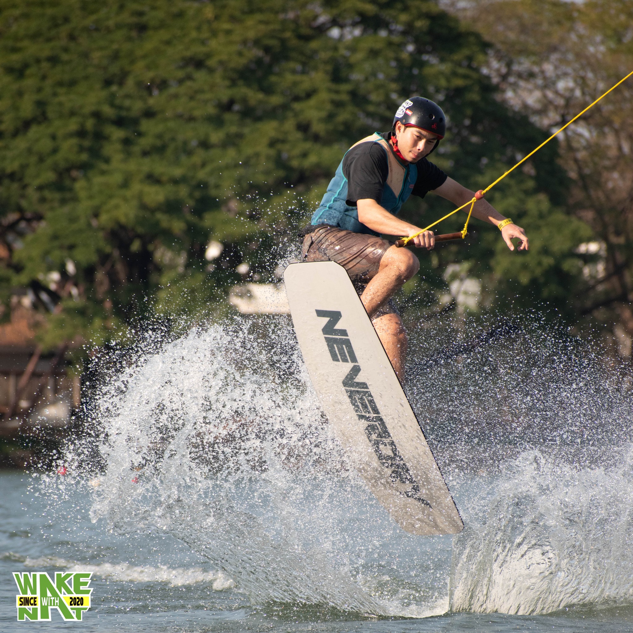 Aerial grab over the lake at Taco Lake, best cable wake park near Bangkok