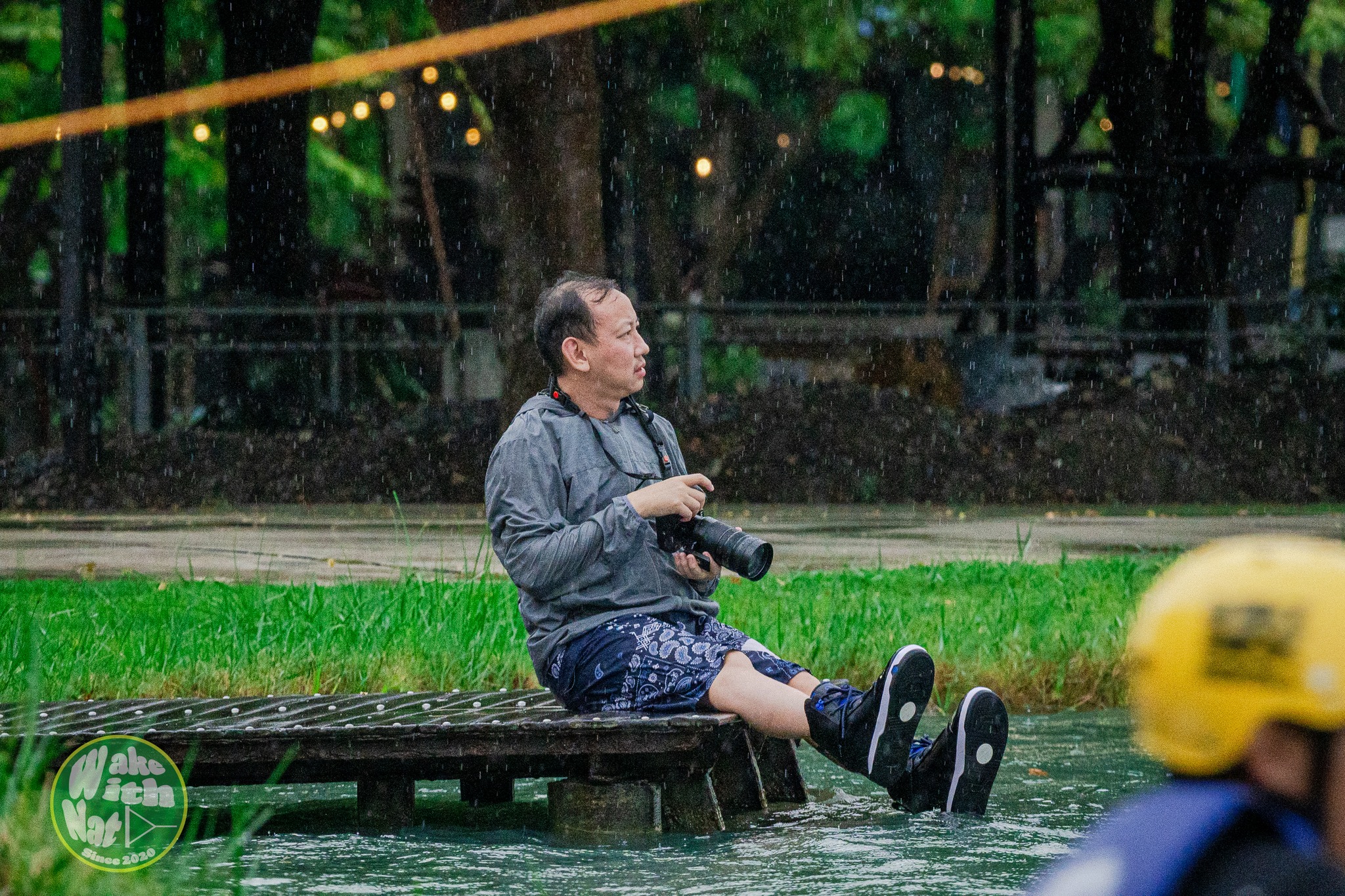Wakeboarding action shot at TWP Lumlukka cable park outside Bangkok