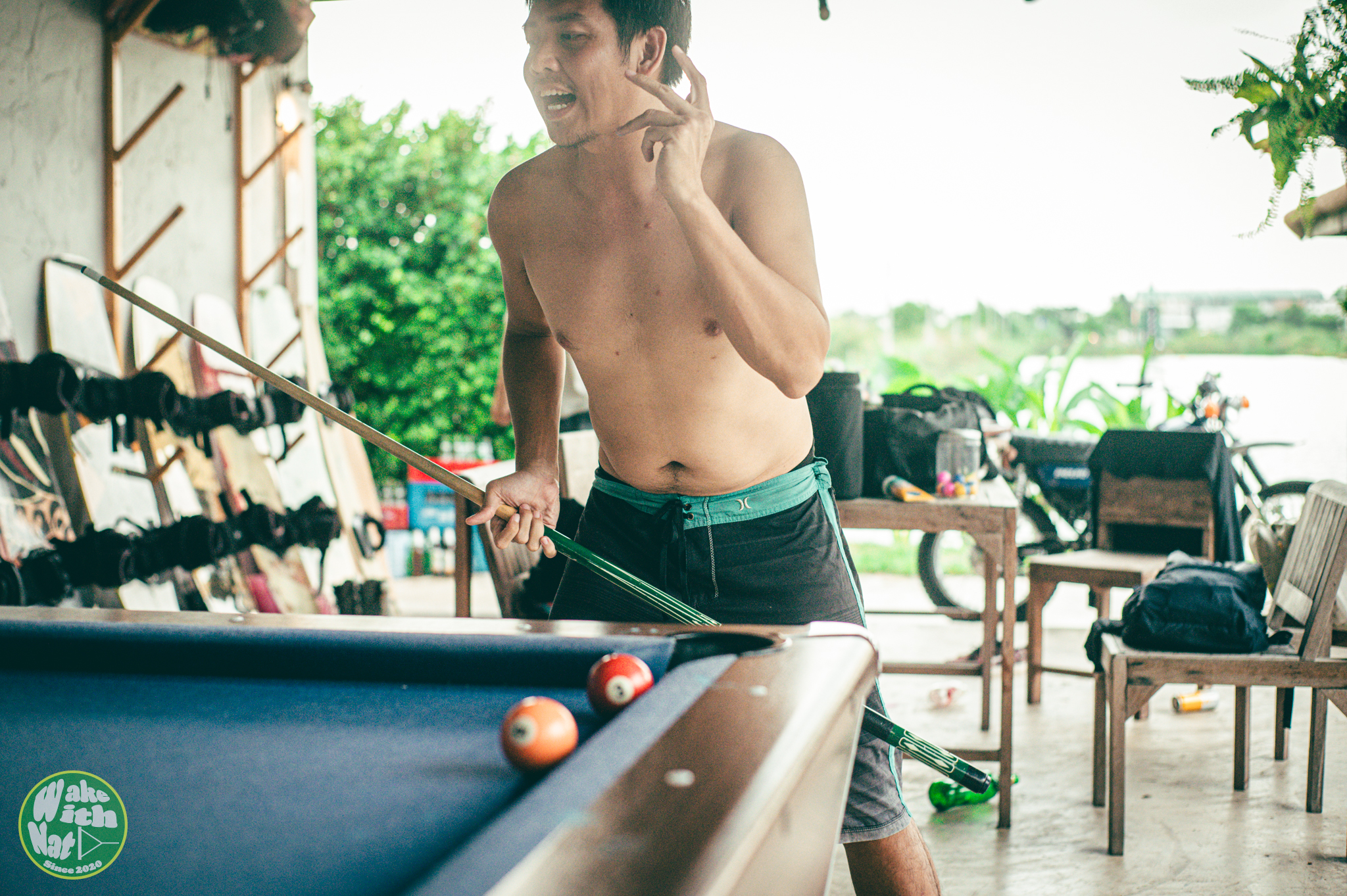 Aerial grab over the lake at Varapa Wakepark, best cable park Thailand