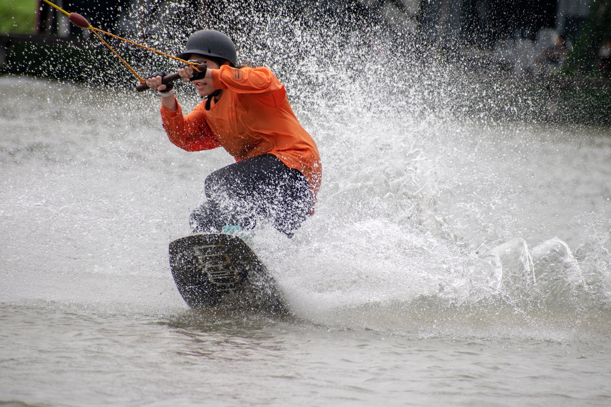 Rider sliding a kicker at Zanook cable wake park Thailand